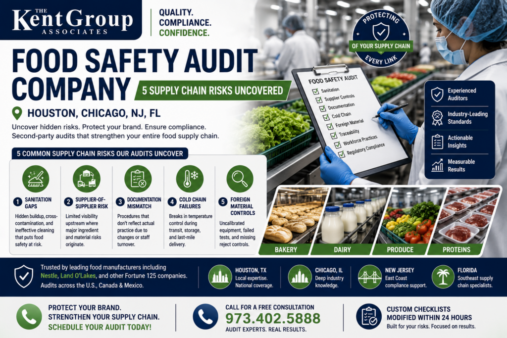 Food safety audit inspection in food processing facility