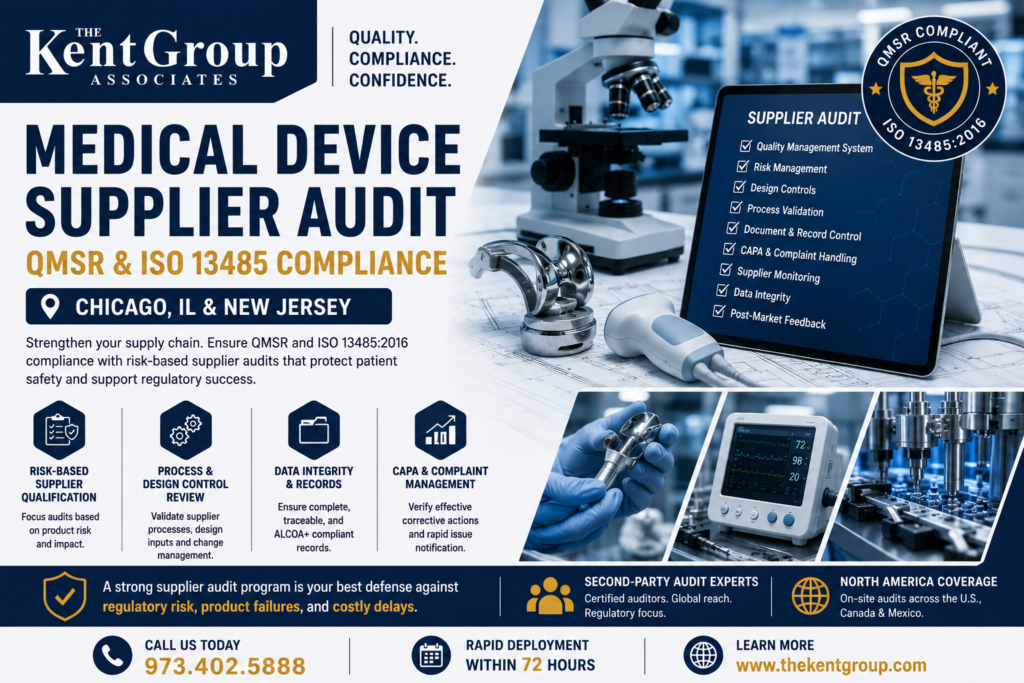 Medical device supplier audit for QMSR compliance
