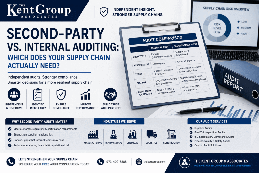 Second-party auditor reviewing supplier compliance documents during a supply chain audit