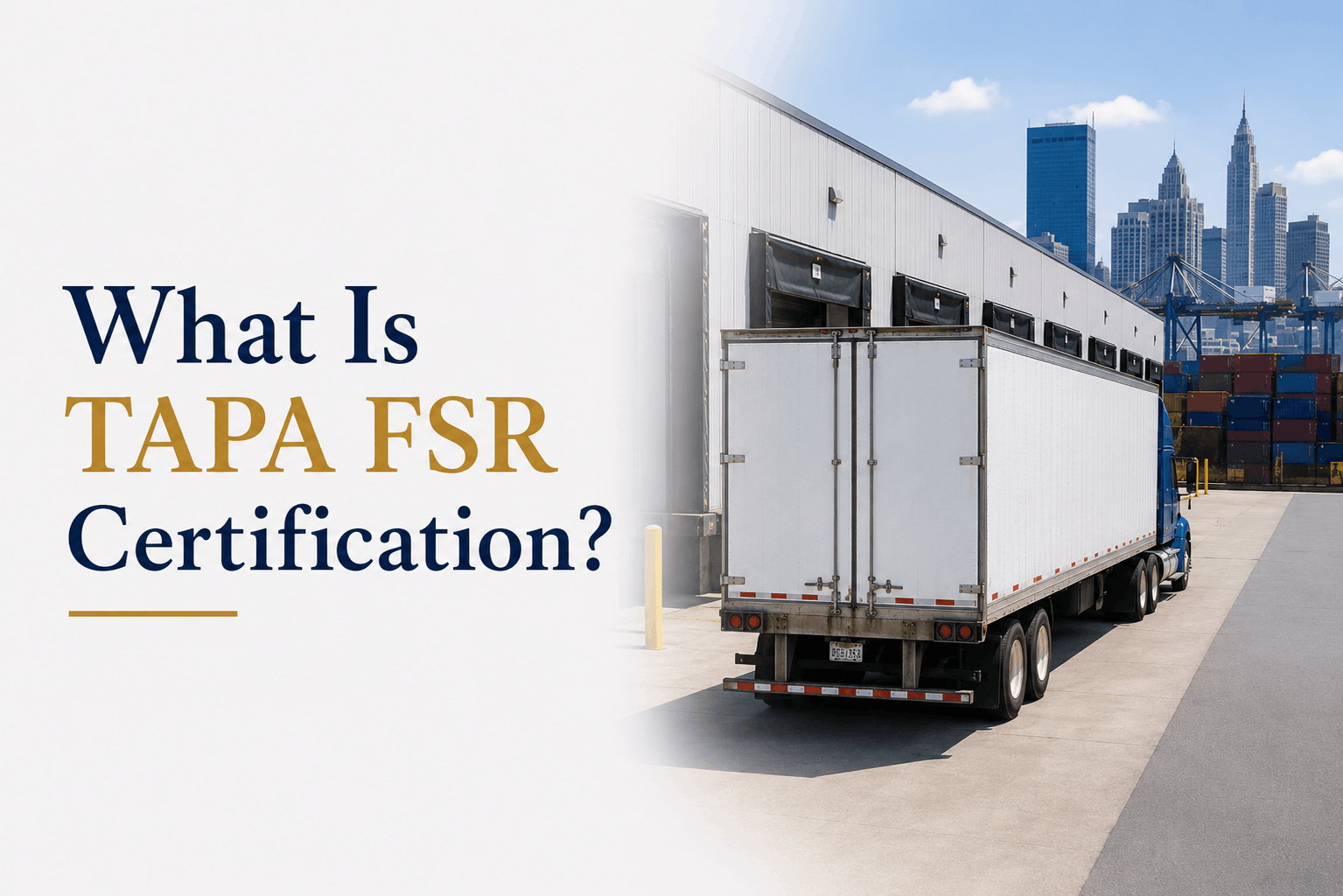 TAPA FSR certification inspection at a Newark, NJ cargo warehouse with security systems and logistics compliance audit.